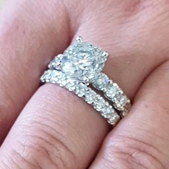 💍Bague Eternity Full Round CZ Diamonds Glitter Ring Set for Women,UNVN12213 - Picture 4 of 4